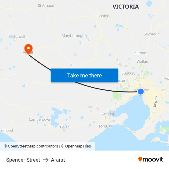 Spencer Street to Ararat map