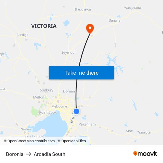 Boronia to Arcadia South map