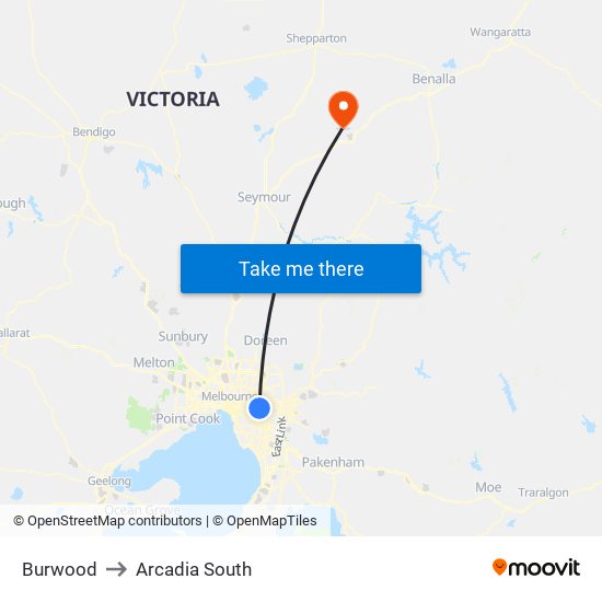 Burwood to Arcadia South map