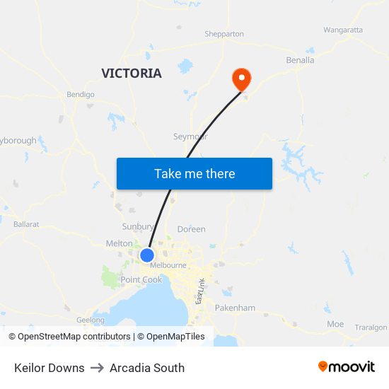Keilor Downs to Arcadia South map