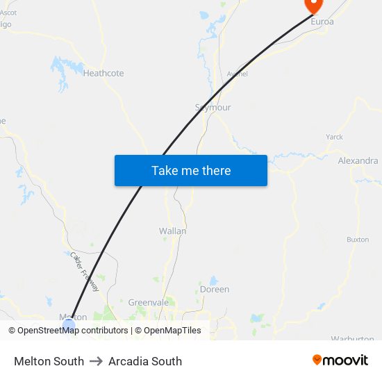 Melton South to Arcadia South map