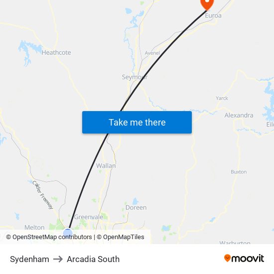 Sydenham to Arcadia South map
