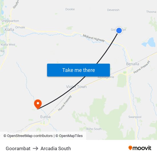 Goorambat to Arcadia South map