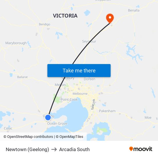 Newtown (Geelong) to Arcadia South map