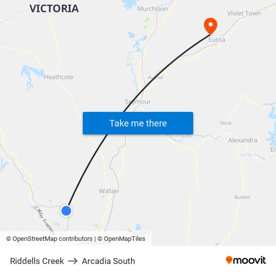 Riddells Creek to Arcadia South map