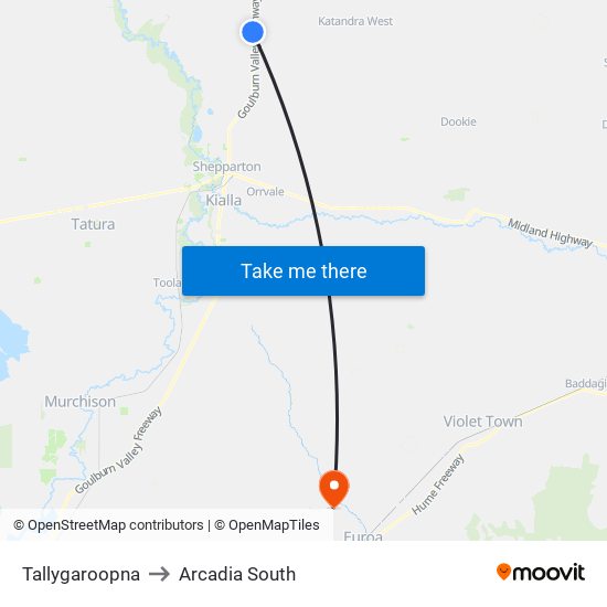 Tallygaroopna to Arcadia South map