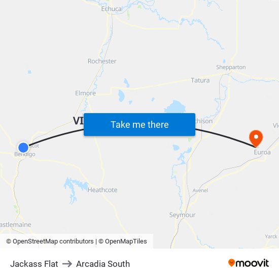 Jackass Flat to Arcadia South map