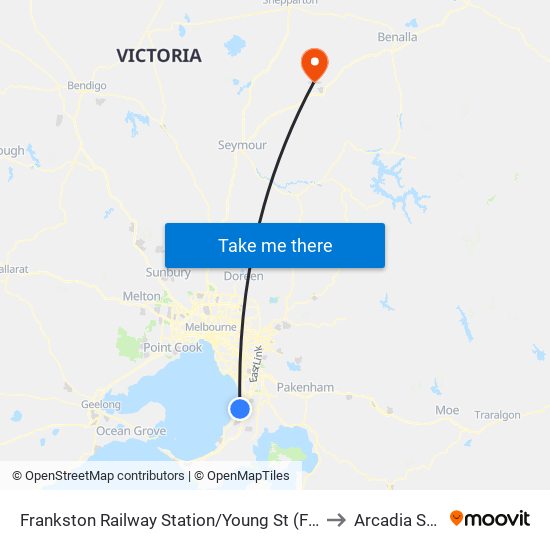 Frankston Railway Station/Young St (Frankston) to Arcadia South map