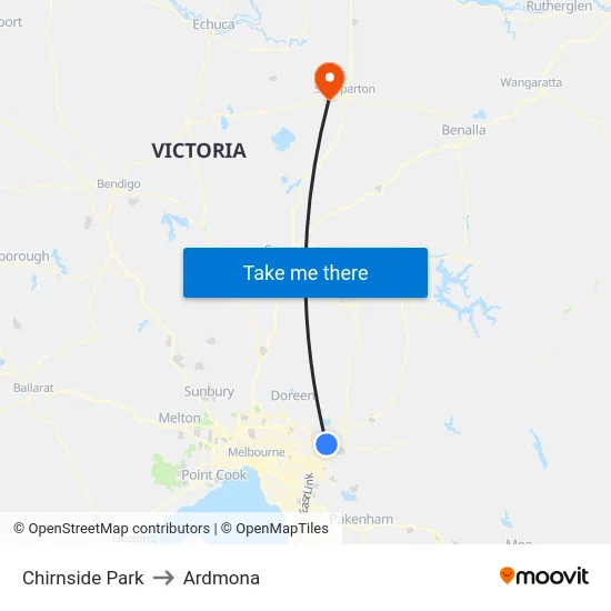Chirnside Park to Ardmona map