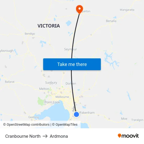 Cranbourne North to Ardmona map