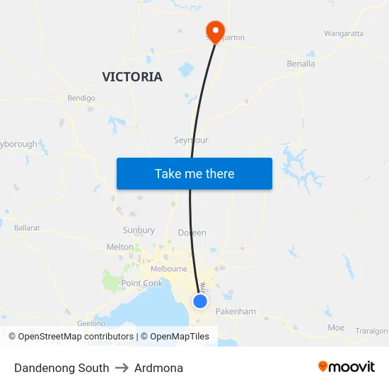 Dandenong South to Ardmona map