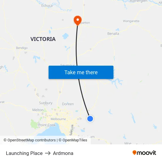 Launching Place to Ardmona map