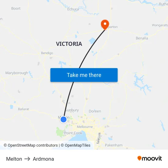 Melton to Ardmona map