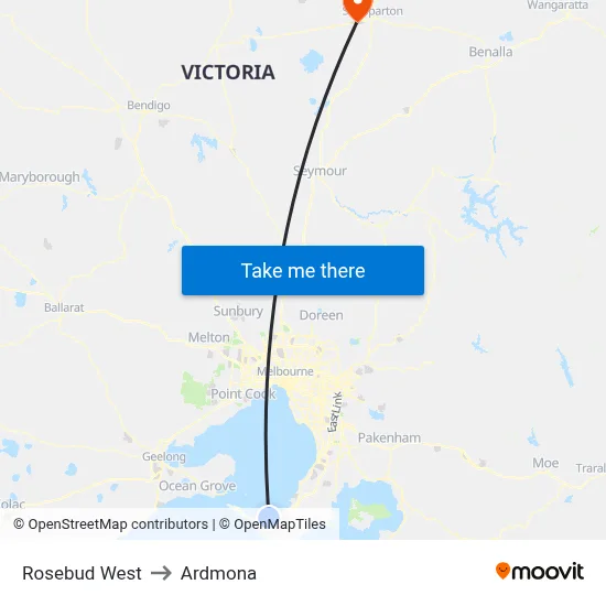 Rosebud West to Ardmona map