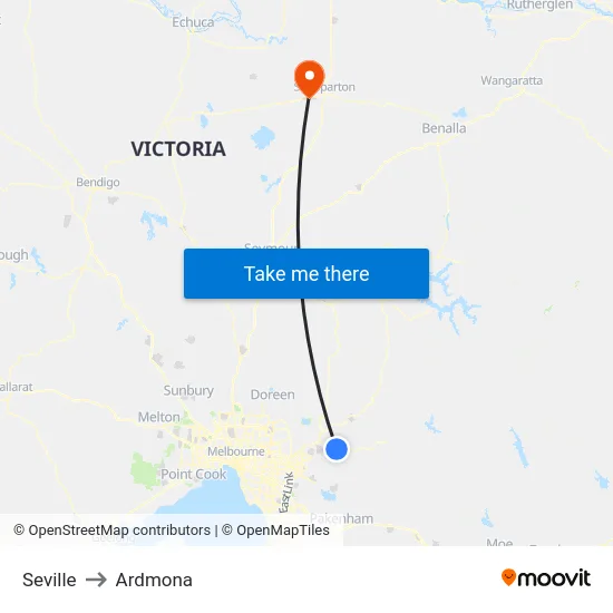 Seville to Ardmona map