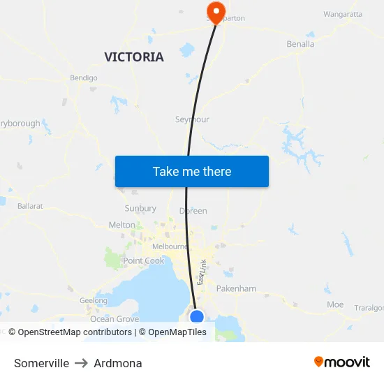 Somerville to Ardmona map