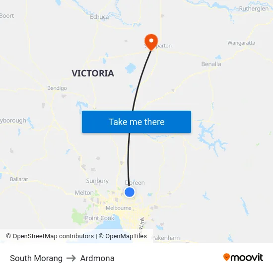 South Morang to Ardmona map