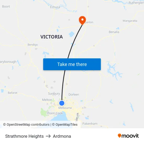 Strathmore Heights to Ardmona map