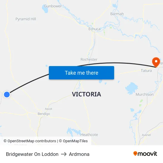 Bridgewater On Loddon to Ardmona map