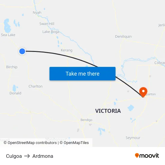 Culgoa to Ardmona map