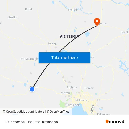 Delacombe - Bal to Ardmona map