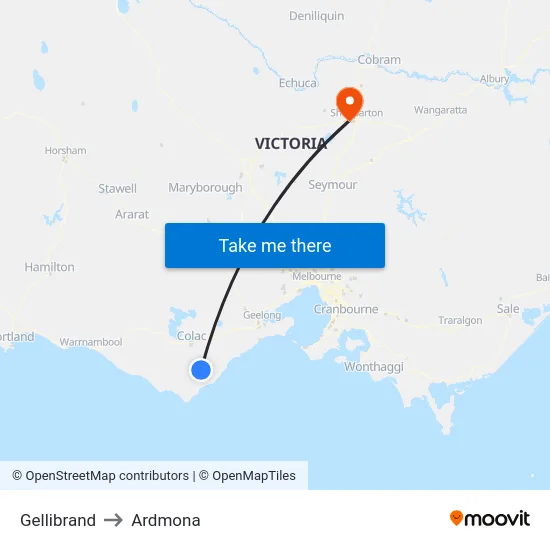 Gellibrand to Ardmona map