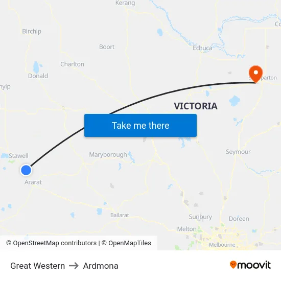 Great Western to Ardmona map