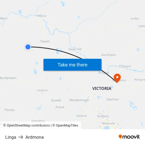 Linga to Ardmona map