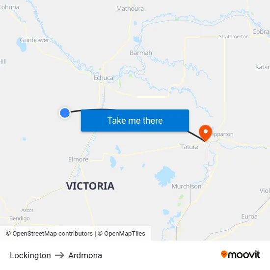 Lockington to Ardmona map