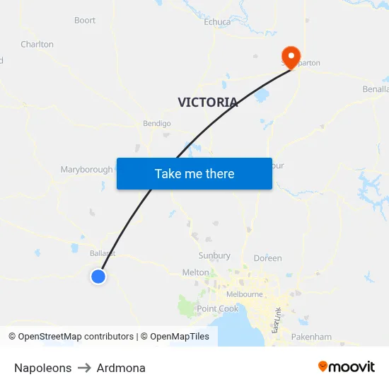 Napoleons to Ardmona map