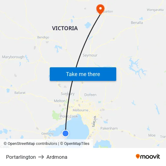 Portarlington to Ardmona map