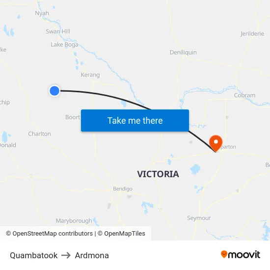 Quambatook to Ardmona map