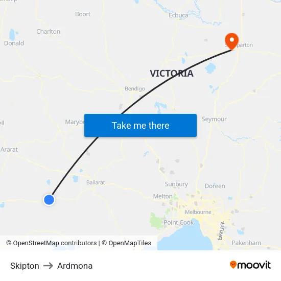 Skipton to Ardmona map