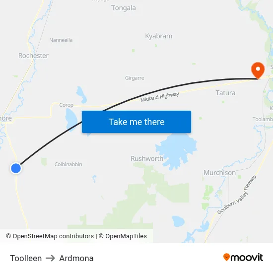 Toolleen to Ardmona map