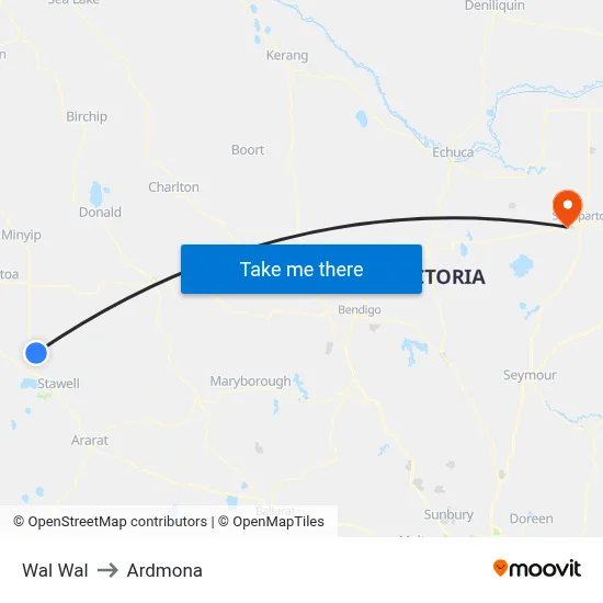 Wal Wal to Ardmona map
