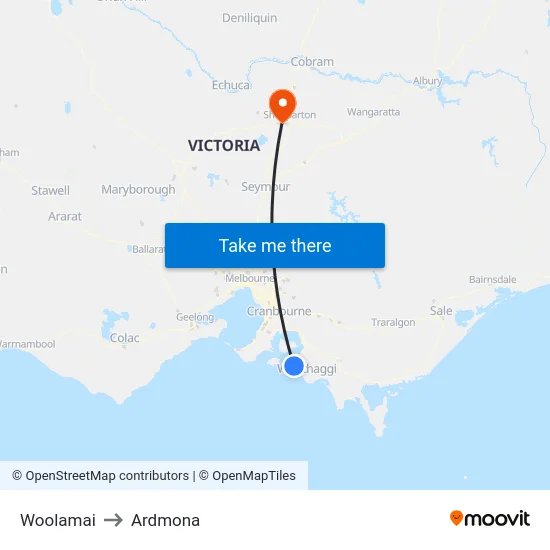 Woolamai to Ardmona map