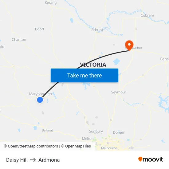 Daisy Hill to Ardmona map