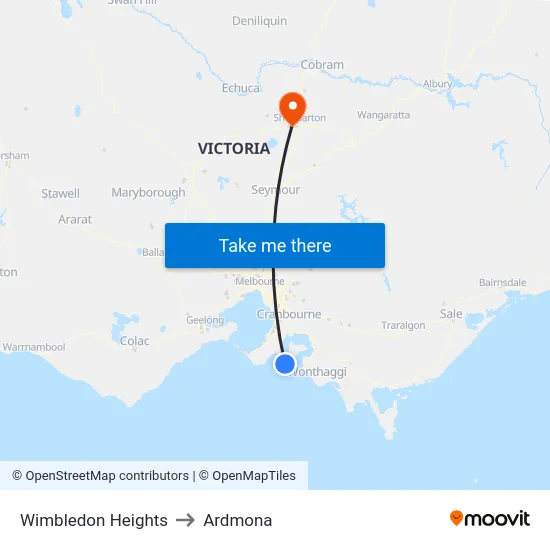 Wimbledon Heights to Ardmona map