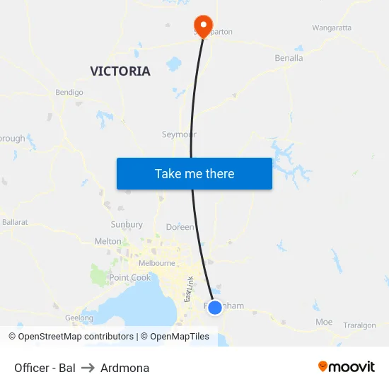 Officer - Bal to Ardmona map