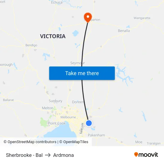 Sherbrooke - Bal to Ardmona map