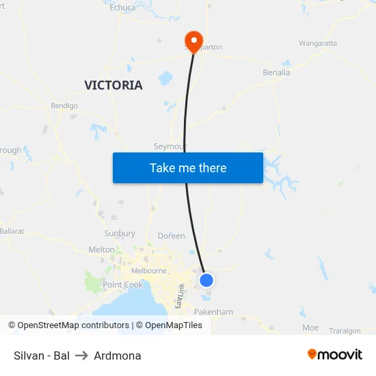 Silvan - Bal to Ardmona map