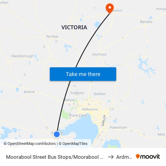 Moorabool Street Bus Stops/Moorabool St (Geelong) to Ardmona map