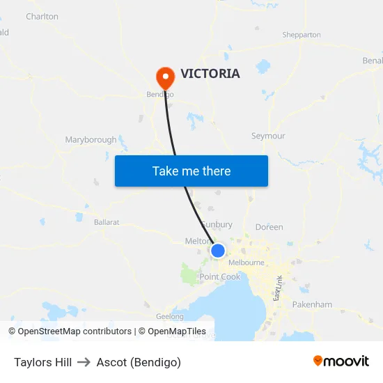Taylors Hill to Ascot (Bendigo) map