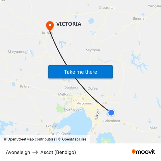 Avonsleigh to Ascot (Bendigo) map