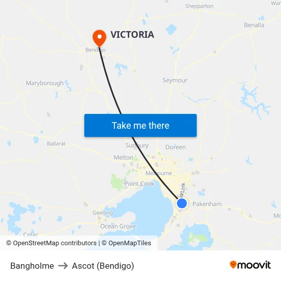 Bangholme to Ascot (Bendigo) map