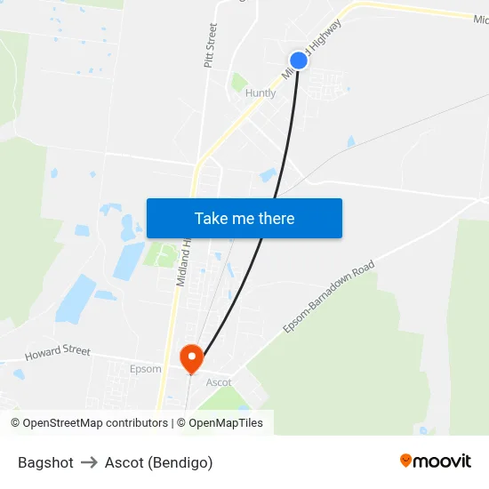 Bagshot to Ascot (Bendigo) map