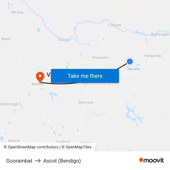 Goorambat to Ascot (Bendigo) map