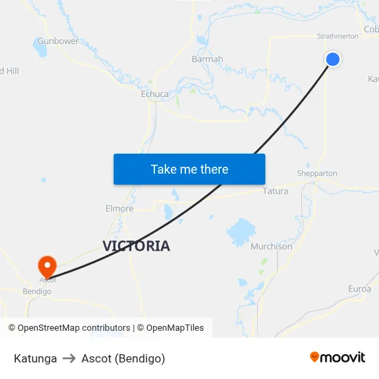 Katunga to Ascot (Bendigo) map