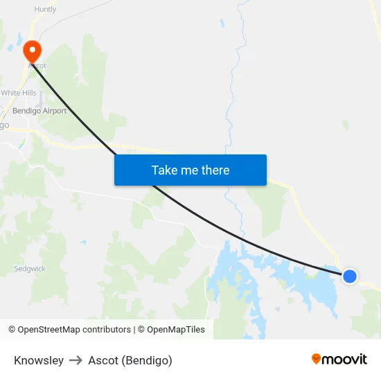 Knowsley to Ascot (Bendigo) map