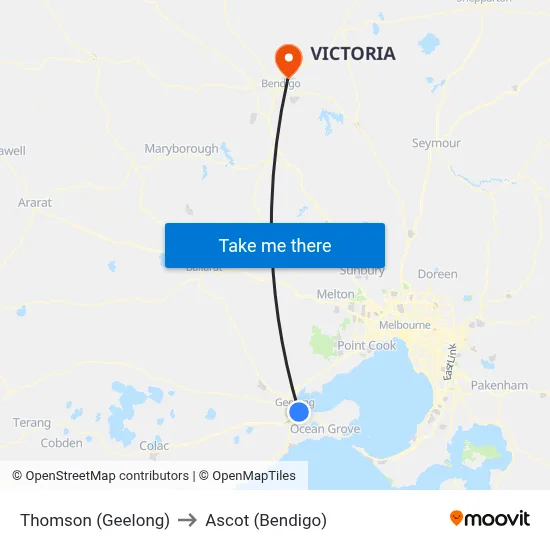 Thomson (Geelong) to Ascot (Bendigo) map